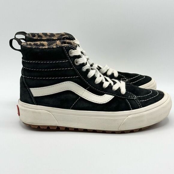 Vans SK8-HI Mte Black Suede Leopard Print Lace Up Sneakers - Big Kids 4.5 - Picture 1 of 10
